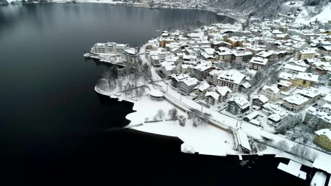 Stock Footage View Of A Snowy Town And A Lake Live Wallpaper - Free Live Wallpaper