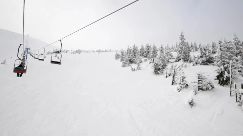 Stock Footage View From A Ski Lift On Snowy Mountain Live Wallpaper - Free Live Wallpaper