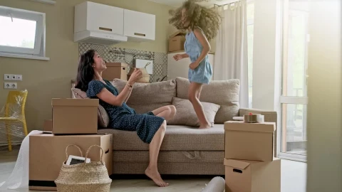Stock Footage Very Happy Mother And Daughter In Their New Home Live Wallpaper - Free Live Wallpaper