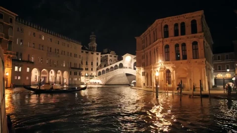 Stock Footage Venice Central Canal At Night Live Wallpaper - Free Live Wallpaper