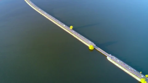 Stock Footage Vehicular Bridge On A Large River Or Lake Live Wallpaper - Free Live Wallpaper