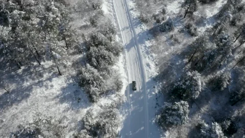 Stock Footage Vehicle Driving In A Winter Road Live Wallpaper - Free Live Wallpaper