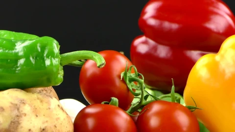 Stock Footage Vegetables On Black Background Spinning Close Up Live Wallpaper - Free Live Wallpaper