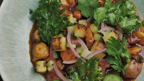 Stock Footage Vegan Looking Food On A Plate Live Wallpaper - Free Live Wallpaper