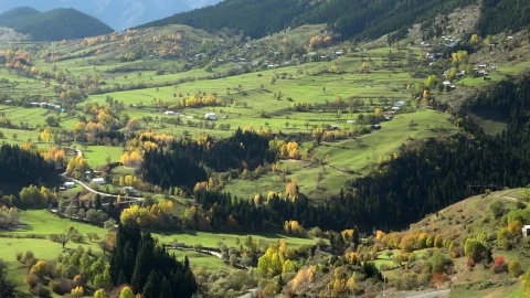 Stock Footage Valley With A Town Surounded By Mountains In Autumn Live Wallpaper - Free Live Wallpaper