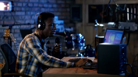 Stock Footage Young Man Recording Voice In The Studio Live Wallpaper Free - Free Live Wallpaper