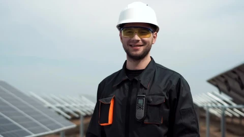 Stock Footage Worker With A Security Helmet Smiling And Modeling Live Wallpaper Free - Free Live Wallpaper