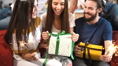 Stock Footage Woman Opening Her Birthday Presents Live Wallpaper Free - Free Live Wallpaper