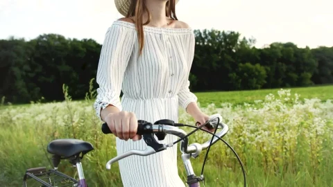 Stock Footage Woman Walking By The Countryside With Her Bicycle Live Wallpaper Free - Free Live Wallpaper