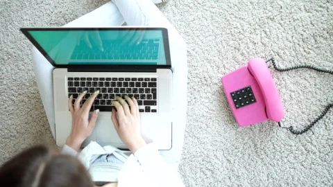 Stock Footage Woman Working From Home On Her Laptop Top Shot Live Wallpaper Free - Free Live Wallpaper