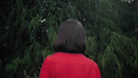 Stock Footage Woman In The Foreground With Her Back Facing Some Trees Live Wallpaper Free - Free Live Wallpaper