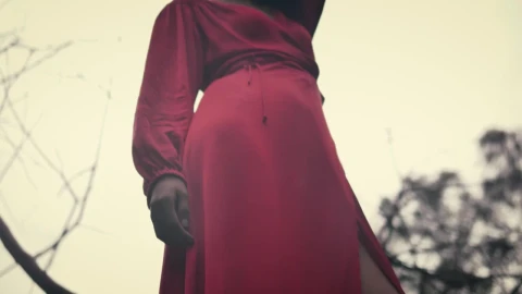 Stock Footage Woman In A Red Dress Viewed From Below With The Live Wallpaper Free - Free Live Wallpaper