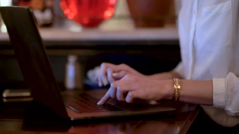 Stock Footage Woman Typing On A Laptop Live Wallpaper Free - Free Live Wallpaper