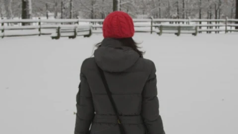 Stock Footage Woman Walking Slowly Through Snow Live Wallpaper Free - Free Live Wallpaper