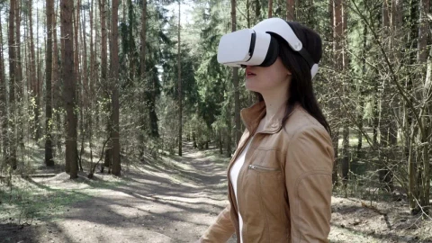 Stock Footage Woman Using A Vr Headset Outside Live Wallpaper Free - Free Live Wallpaper