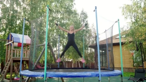 Stock Footage Woman Jumping On A Small Trampoline Live Wallpaper Free - Free Live Wallpaper