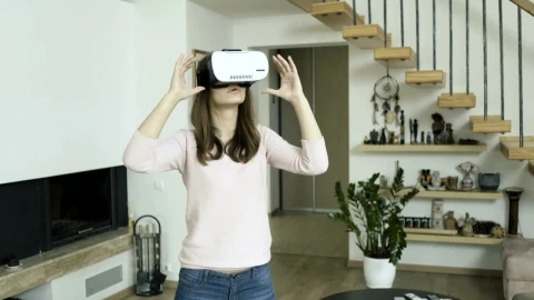 Stock Footage Woman Working At Home With Vr Glasses Live Wallpaper Free - Free Live Wallpaper