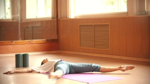 Stock Footage Young Woman Lying On The Floor Doing Yoga Live Wallpaper Free - Free Live Wallpaper