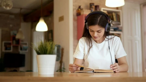 Stock Footage Woman Listens To Headphones And Daydreams Live Wallpaper Free - Free Live Wallpaper