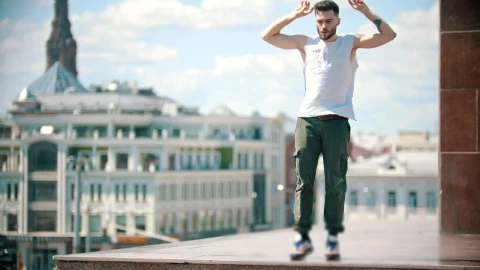 Stock Footage Young Stylish Man With Tattoos Freestyle Dancing In The City Live Wallpaper Free - Free Live Wallpaper