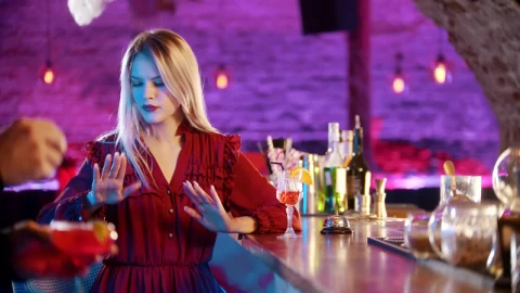 Stock Footage Young Woman By The Bartender Stand And Cheking Out Her Live Wallpaper Free - Free Live Wallpaper