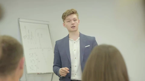 Stock Footage Young Businessman Gives Seminar To Peers Live Wallpaper Free - Free Live Wallpaper