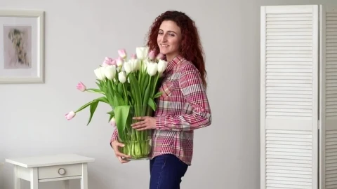 Stock Footage Young Woman Spinning With Flowers Live Wallpaper Free - Free Live Wallpaper