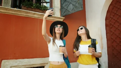 Stock Footage Women Take Video Selfie For Social Media Live Wallpaper Free - Free Live Wallpaper
