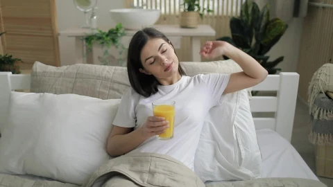 Stock Footage Woman Relaxes In Bed With Juice During Lockdown Live Wallpaper Free - Free Live Wallpaper