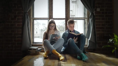 Stock Footage Young Students Helping Each Other Study By Window Live Wallpaper Free - Free Live Wallpaper