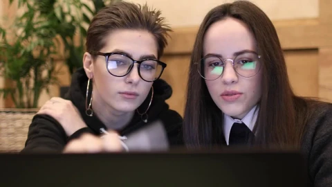 Stock Footage Young Women Learn Together With Laptop Live Wallpaper Free - Free Live Wallpaper