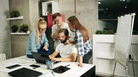 Stock Footage Young Team Celebrates Successful Launch Live Wallpaper Free - Free Live Wallpaper