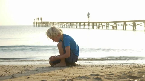 Stock Footage Young Boy Playing At The Beach Live Wallpaper Free - Free Live Wallpaper