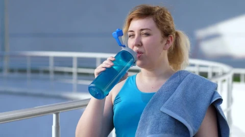 Stock Footage Young Woman Drinking After Running Live Wallpaper Free - Free Live Wallpaper