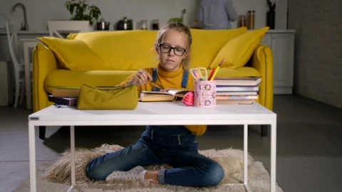 Stock Footage Young Schoolgirl Working At The Table Live Wallpaper Free - Free Live Wallpaper