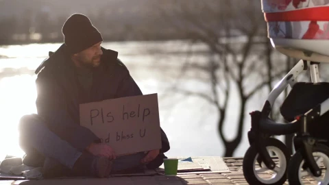 Stock Footage Woman Offering A Homeless Man Money Live Wallpaper Free - Free Live Wallpaper