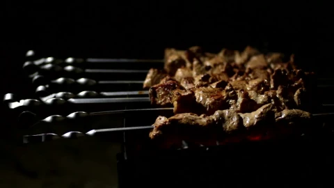 Stock Footage Woman Cooking Meat Skewers Live Wallpaper Free - Free Live Wallpaper