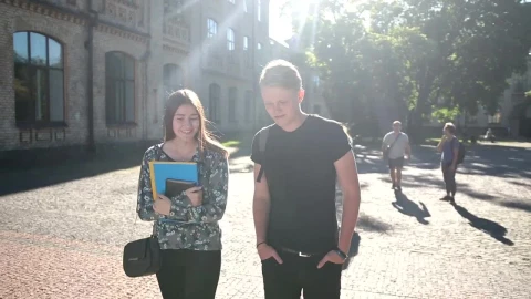 Stock Footage Young Couple Walking At College Live Wallpaper Free - Free Live Wallpaper