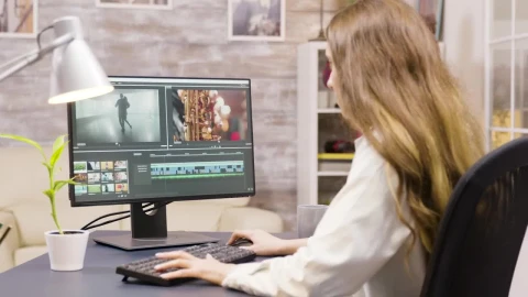 Stock Footage Woman Editing A Video Live Wallpaper Free - Free Live Wallpaper