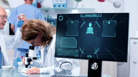 Stock Footage Woman Looking Through A Microscope Live Wallpaper Free - Free Live Wallpaper