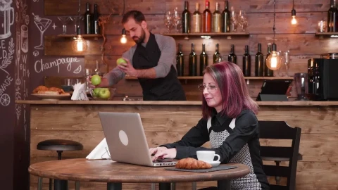 Stock Footage Woman Emailing While Having Breakfast Live Wallpaper Free - Free Live Wallpaper
