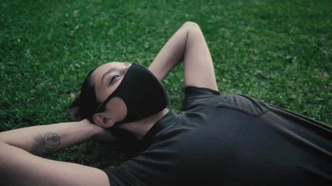 Stock Footage Young Woman Doing Sit Ups With A Face Mask Live Wallpaper Free - Free Live Wallpaper