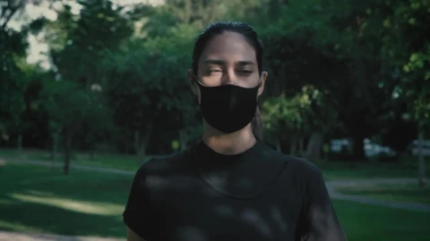 Stock Footage Woman Walking With Mask On Outdoors Live Wallpaper Free - Free Live Wallpaper