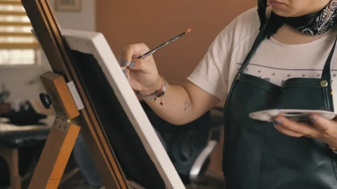 Stock Footage Woman Painting A Picture At Home Live Wallpaper Free - Free Live Wallpaper