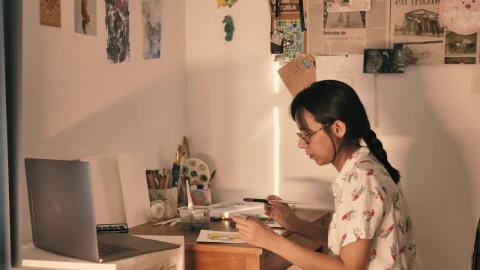 Stock Footage Woman Painting In Her Studio Live Wallpaper Free - Free Live Wallpaper