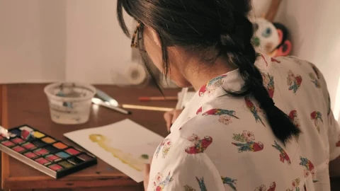 Stock Footage Young Artist Painting With Watercolors Live Wallpaper Free - Free Live Wallpaper