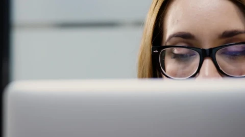 Stock Footage Woman With Glasses Working On A Computer Live Wallpaper Free - Free Live Wallpaper