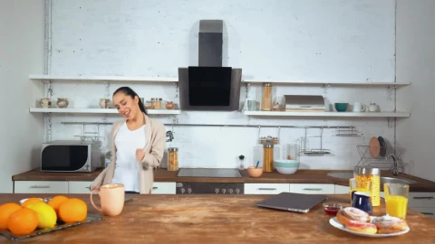 Stock Footage Young Woman Dancing Happily In The Kitchen Live Wallpaper Free - Free Live Wallpaper