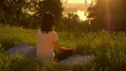 Stock Footage Woman Doing Yoga Outdoors Live Wallpaper Free - Free Live Wallpaper