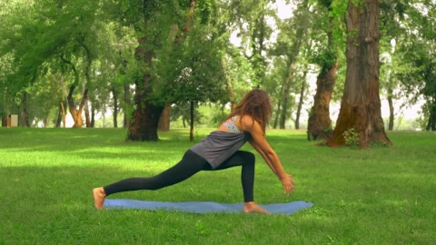Stock Footage Woman Doing Yoga In A Park Live Wallpaper Free - Free Live Wallpaper
